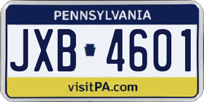 PA license plate JXB4601