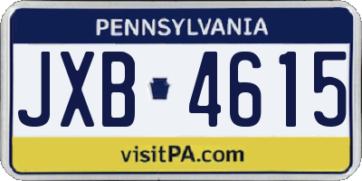 PA license plate JXB4615