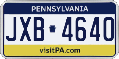 PA license plate JXB4640