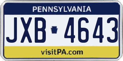 PA license plate JXB4643