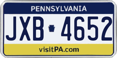 PA license plate JXB4652
