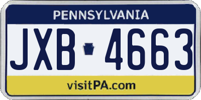 PA license plate JXB4663