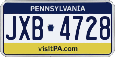 PA license plate JXB4728