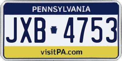 PA license plate JXB4753