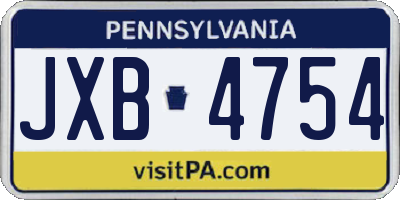 PA license plate JXB4754