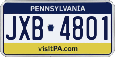 PA license plate JXB4801