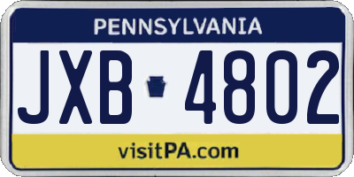 PA license plate JXB4802