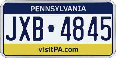 PA license plate JXB4845