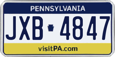 PA license plate JXB4847