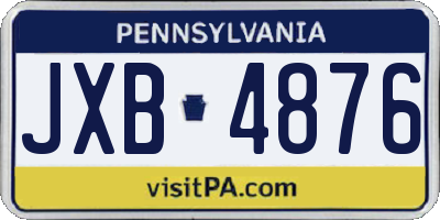 PA license plate JXB4876