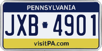 PA license plate JXB4901