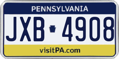 PA license plate JXB4908