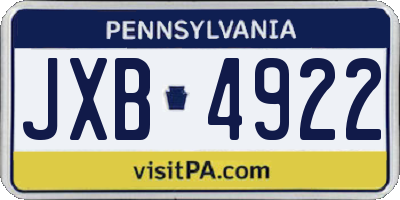 PA license plate JXB4922