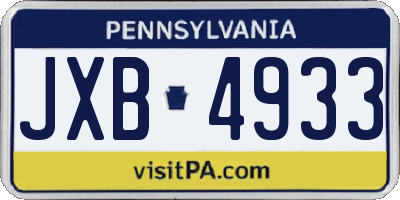 PA license plate JXB4933