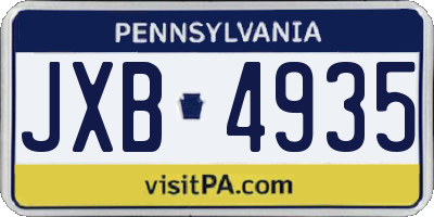 PA license plate JXB4935