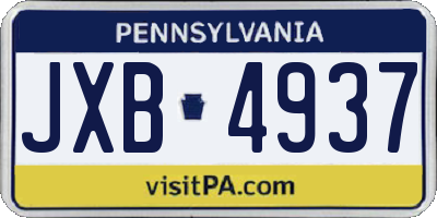 PA license plate JXB4937