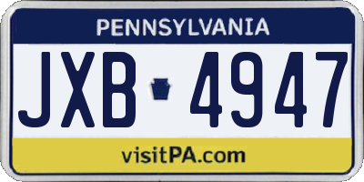 PA license plate JXB4947