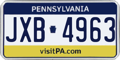 PA license plate JXB4963