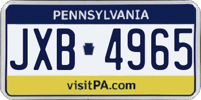 PA license plate JXB4965