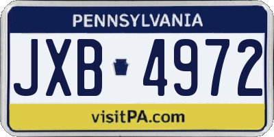 PA license plate JXB4972