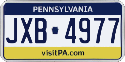PA license plate JXB4977