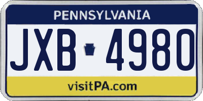 PA license plate JXB4980