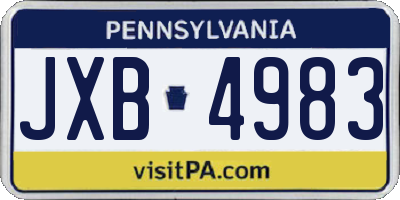 PA license plate JXB4983