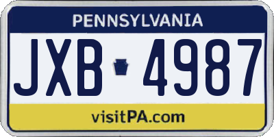PA license plate JXB4987