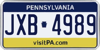 PA license plate JXB4989