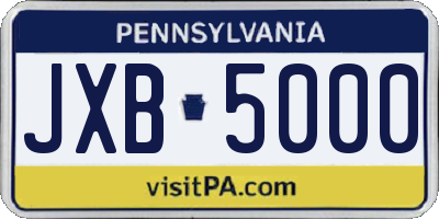 PA license plate JXB5000