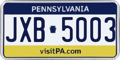 PA license plate JXB5003
