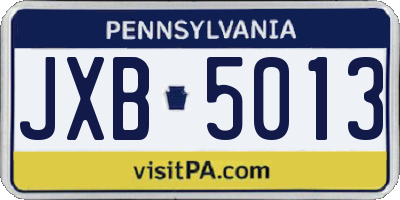 PA license plate JXB5013