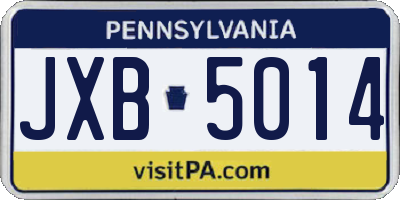 PA license plate JXB5014
