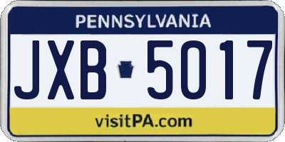 PA license plate JXB5017
