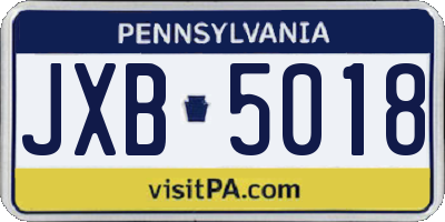 PA license plate JXB5018
