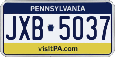 PA license plate JXB5037
