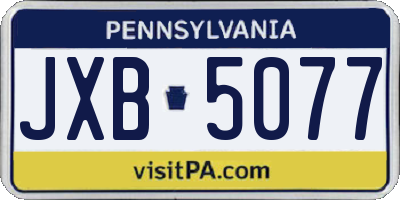 PA license plate JXB5077