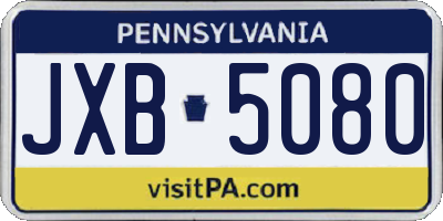 PA license plate JXB5080