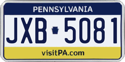 PA license plate JXB5081
