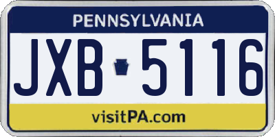 PA license plate JXB5116