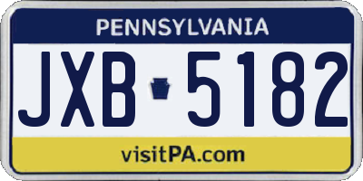 PA license plate JXB5182