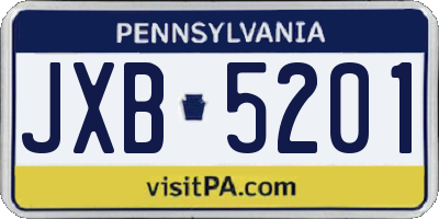 PA license plate JXB5201