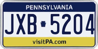PA license plate JXB5204