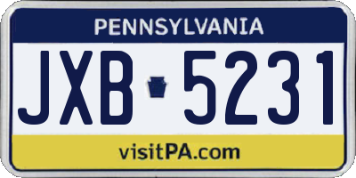 PA license plate JXB5231