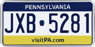 PA license plate JXB5281