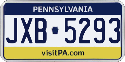 PA license plate JXB5293