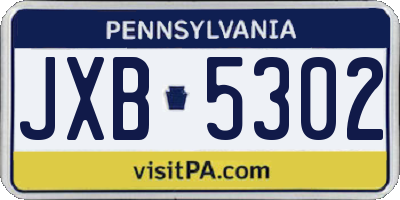 PA license plate JXB5302