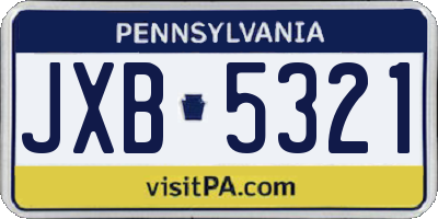 PA license plate JXB5321