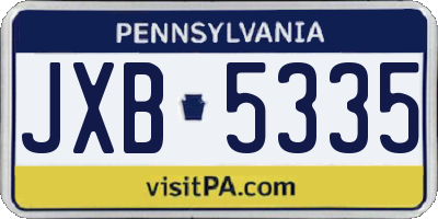 PA license plate JXB5335
