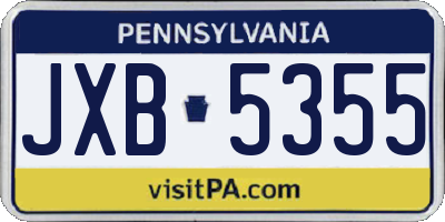 PA license plate JXB5355
